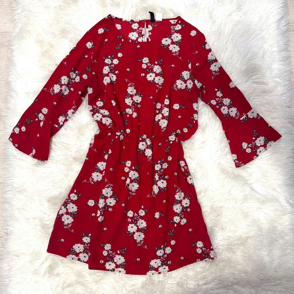 Divided Red Floral Dress